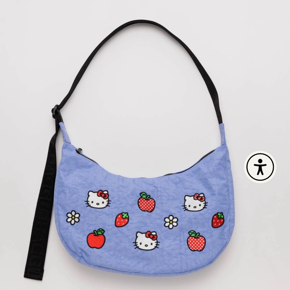BAGGU embroidered Hello Kitty Medium Nylon Crescent Bag